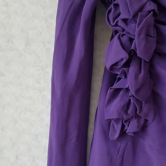 Robert Rodriguez Purple Silk One Shoulder Top Sz 2 - Picture 2 of 4